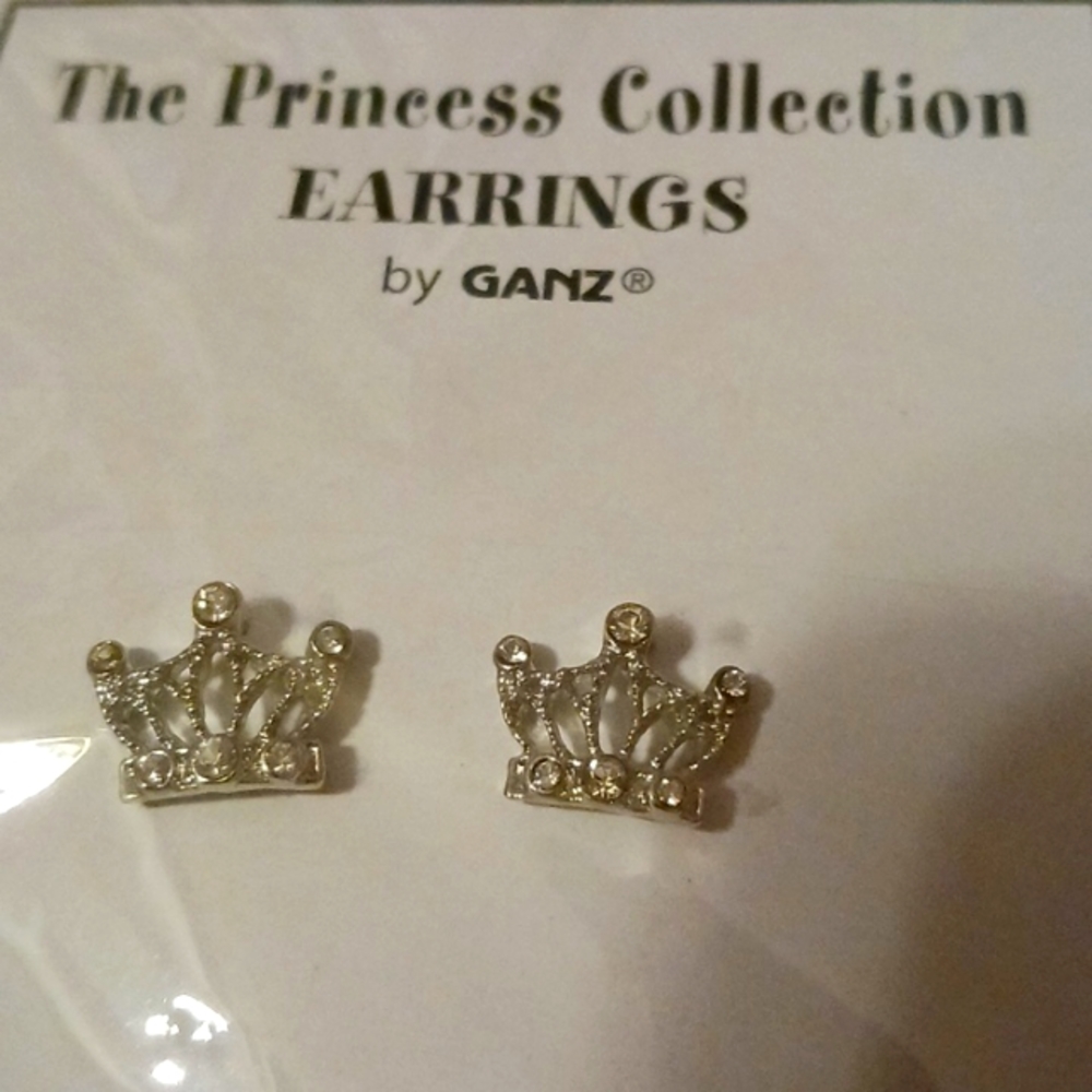 Small crown earrings silver with small crystals